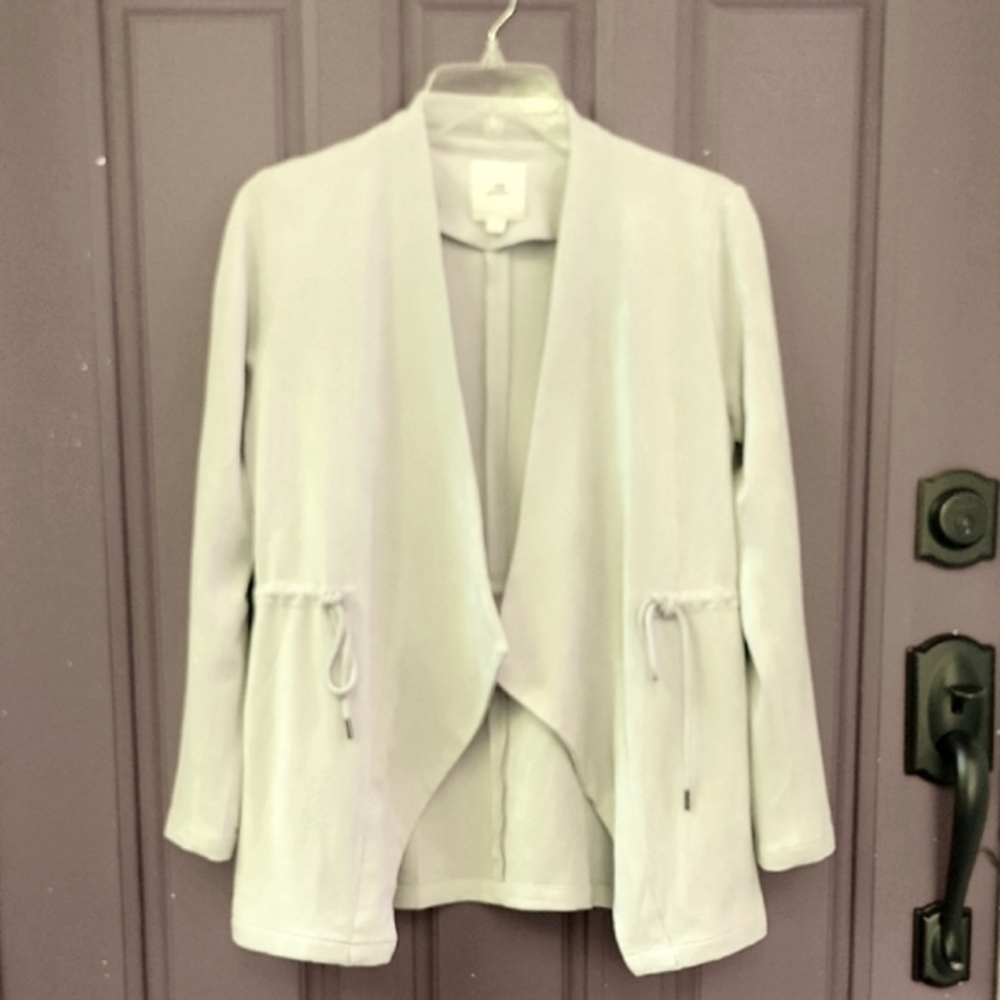 Thread & Supply Cream Off White Ultrasuede Waterfall Lapel Open Jacket Womens S